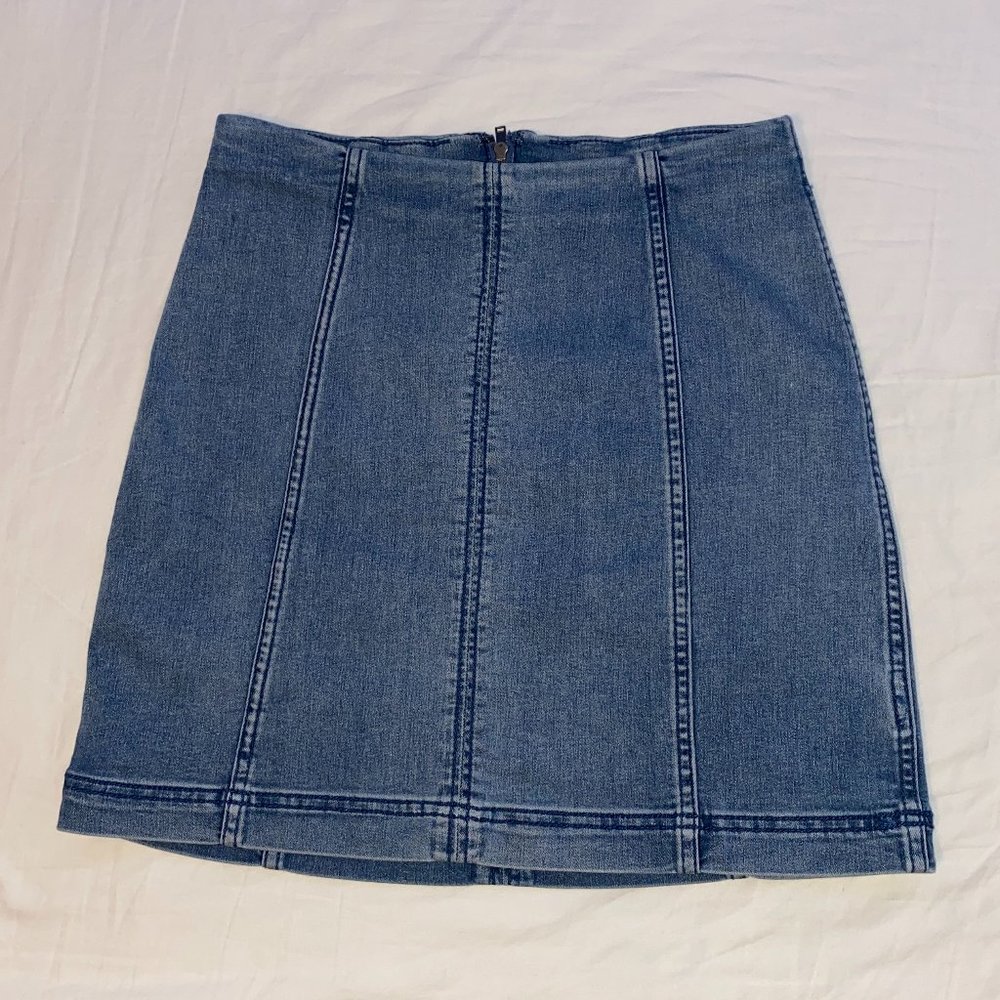Free People Modern Femme Blue Jean Skirt